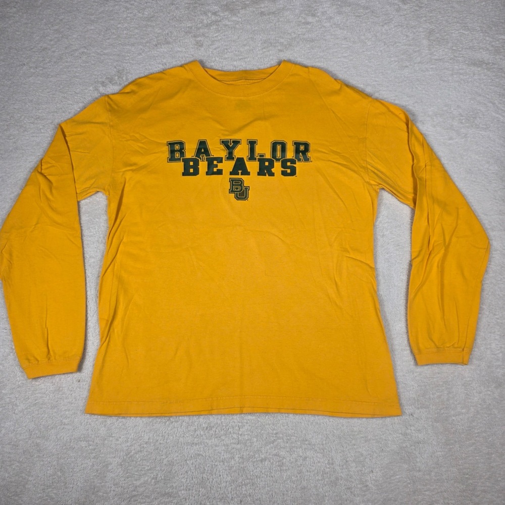 NCAA Baylor Bears T-Shirt Large Yellow  Long Sleeve Collegiate Graphic Tee